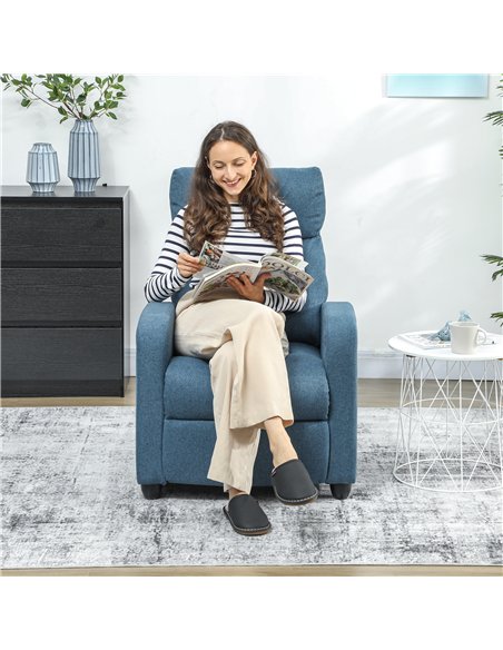 HOMCOM 135° Push Back Recliner Armchair, with Footrest - Blue - pic 166074 | FastDaddyshop