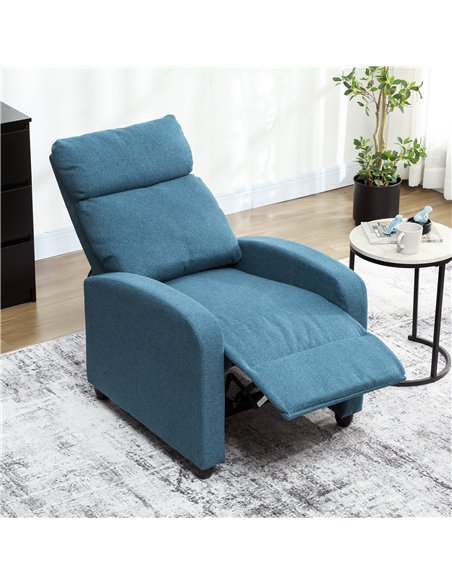 HOMCOM 135° Push Back Recliner Armchair, with Footrest - Blue - pic 166075 | FastDaddyshop