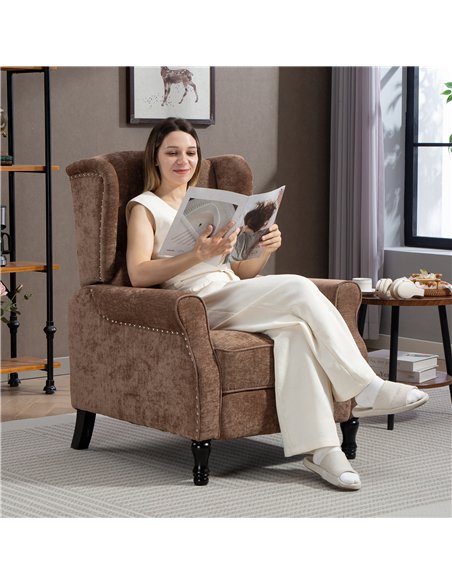 HOMCOM 150° Reclining Vintage Armchair, with footrest - Brown - pic 166078 | FastDaddyshop
