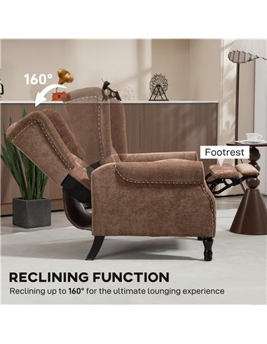 HOMCOM 150° Reclining Vintage Armchair, with footrest - Brown