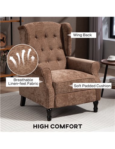 HOMCOM 150° Reclining Vintage Armchair, with footrest - Brown