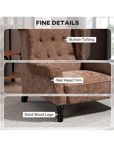 HOMCOM 150° Reclining Vintage Armchair, with footrest - Brown - pic 166082 | FastDaddyshop
