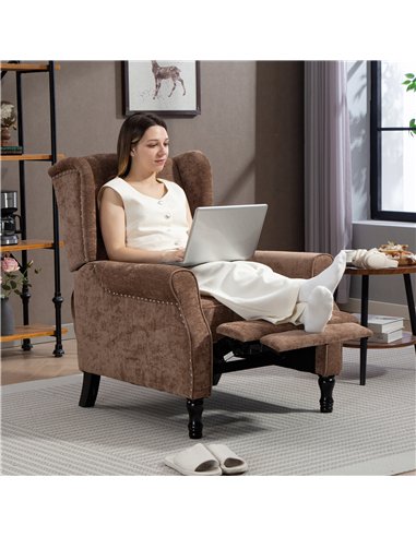 HOMCOM 150° Reclining Vintage Armchair, with footrest - Brown