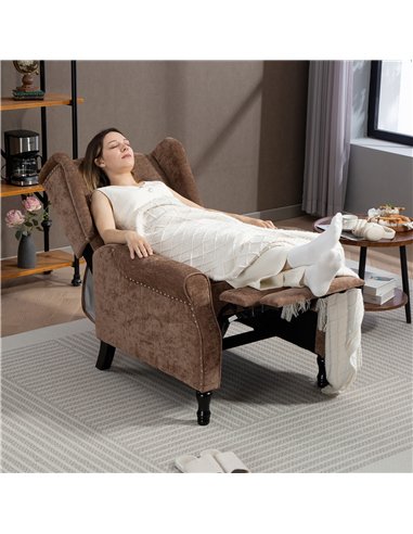 HOMCOM 150° Reclining Vintage Armchair, with footrest - Brown