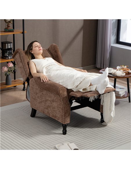 HOMCOM 150° Reclining Vintage Armchair, with footrest - Brown - pic 166084 | FastDaddyshop