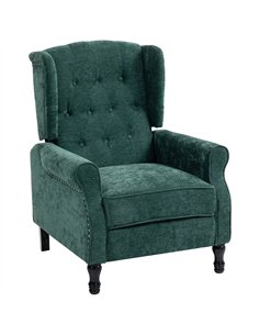 HOMCOM 150° Reclining Vintage Armchair, with footrest - Dark Green