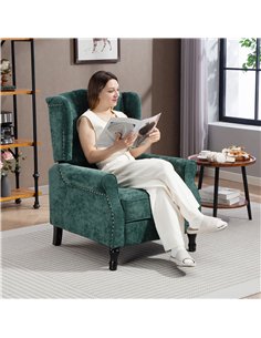 HOMCOM 150° Reclining Vintage Armchair, with footrest - Dark Green 2