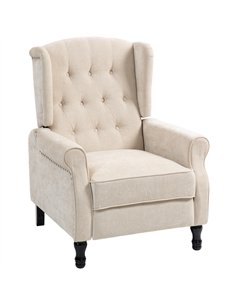 HOMCOM 150° Reclining Vintage Armchair, with footrest - Beige