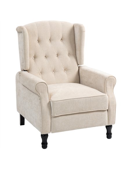 HOMCOM 150° Reclining Vintage Armchair, with footrest - Beige - pic 166095 | FastDaddyshop