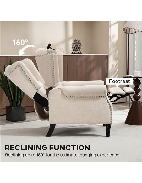HOMCOM 150° Reclining Vintage Armchair, with footrest - Beige - pic 166098 | FastDaddyshop