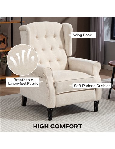 HOMCOM 150° Reclining Vintage Armchair, with footrest - Beige