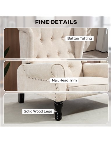 HOMCOM 150° Reclining Vintage Armchair, with footrest - Beige