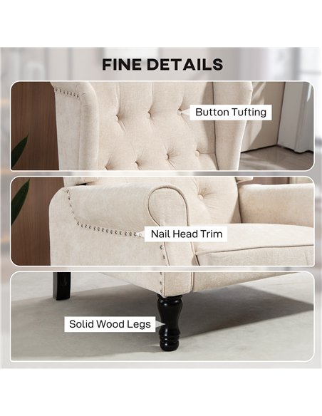 HOMCOM 150° Reclining Vintage Armchair, with footrest - Beige - pic 166100 | FastDaddyshop