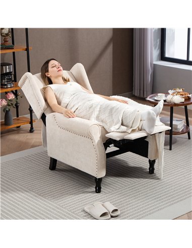 HOMCOM 150° Reclining Vintage Armchair, with footrest - Beige