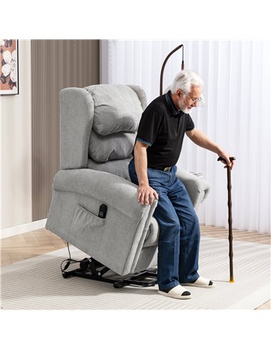 HOMCOM Velvet-Feel Electric Riser Recliner Chair - Grey