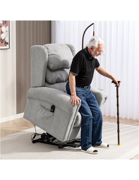 HOMCOM Velvet-Feel Electric Riser Recliner Chair - Grey - pic 166114 | FastDaddyshop