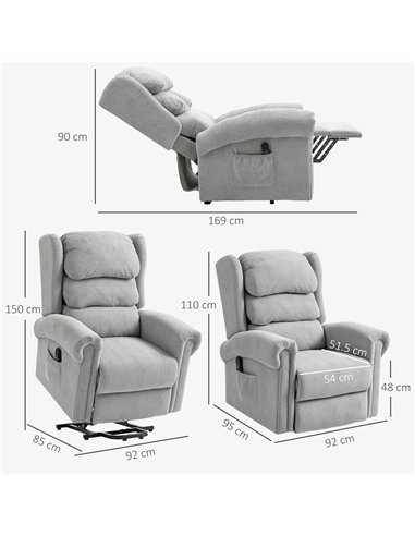 HOMCOM Velvet-Feel Electric Riser Recliner Chair - Grey