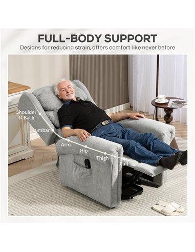 HOMCOM Velvet-Feel Electric Riser Recliner Chair - Grey