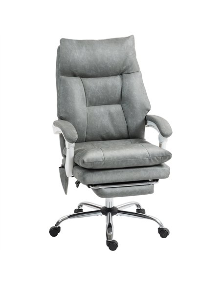 HOMCOM Faux Leather Office Chair, with Inflatable Lumbar - Grey - pic 166122 | FastDaddyshop