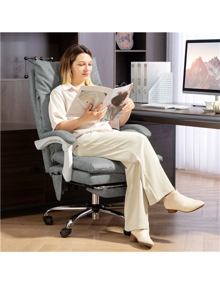 HOMCOM Faux Leather Office Chair, with Inflatable Lumbar - Grey - pic 166123 | FastDaddyshop