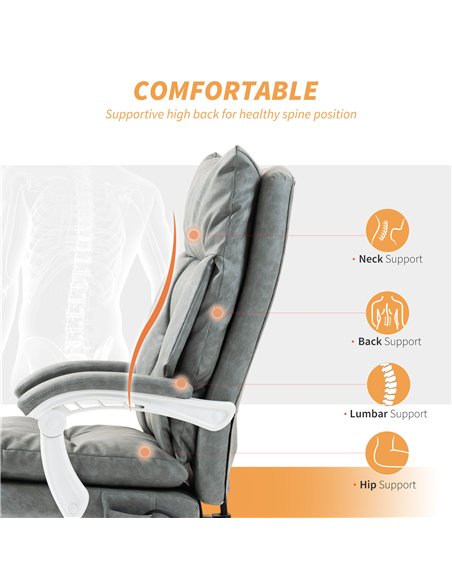 HOMCOM Faux Leather Office Chair, with Inflatable Lumbar - Grey - pic 166126 | FastDaddyshop