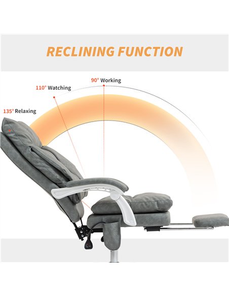 HOMCOM Faux Leather Office Chair, with Inflatable Lumbar - Grey - pic 166128 | FastDaddyshop