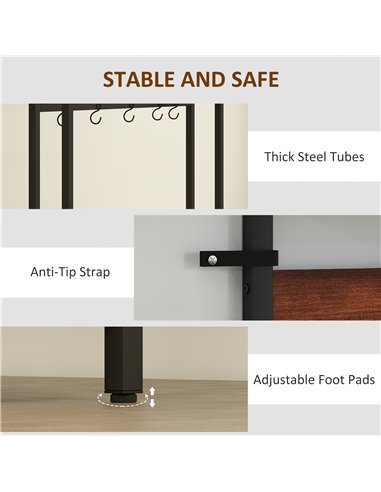 HOMCOM 5-In-1 Industrial-Style Hallway Tree - Brown/Black
