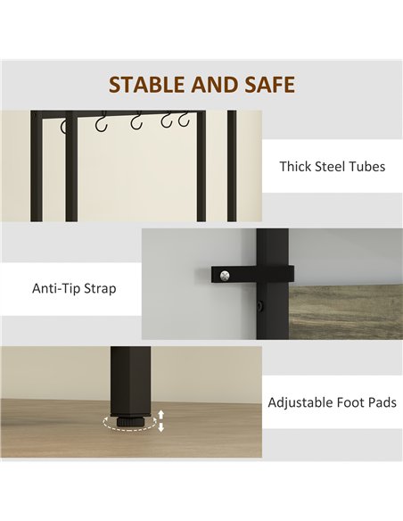 HOMCOM 5-In-1 Industrial-Style Hallway Tree - Grey/Black - pic 166147 | FastDaddyshop
