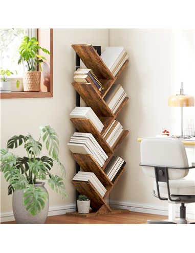 HOMCOM Eight-Section Tree Bookcase - Wood-Effect