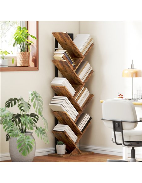 HOMCOM Eight-Section Tree Bookcase - Wood-Effect - pic 166159 | FastDaddyshop