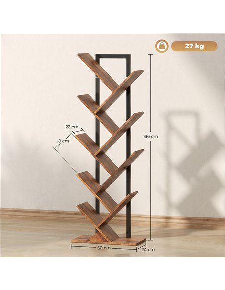 HOMCOM Eight-Section Tree Bookcase - Wood-Effect - pic 166160 | FastDaddyshop