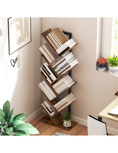 HOMCOM Eight-Section Tree Bookcase - Wood-Effect
