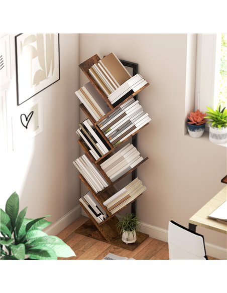 HOMCOM Eight-Section Tree Bookcase - Wood-Effect - pic 166164 | FastDaddyshop