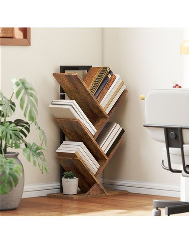 HOMCOM Four-Section Tree Bookcase - Wood-Effect