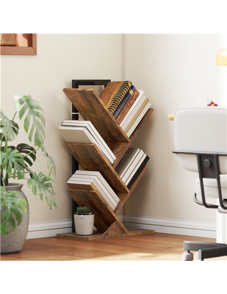 HOMCOM Four-Section Tree Bookcase - Wood-Effect - pic 166168 | FastDaddyshop