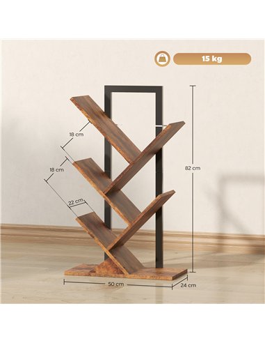 HOMCOM Four-Section Tree Bookcase - Wood-Effect