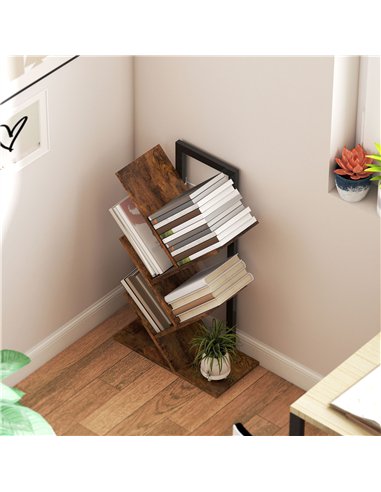 HOMCOM Four-Section Tree Bookcase - Wood-Effect