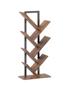 HOMCOM Six-Section Tree Bookcase - Wood-Effect