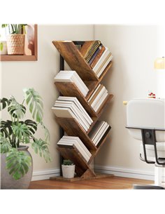 HOMCOM Six-Section Tree Bookcase - Wood-Effect 2