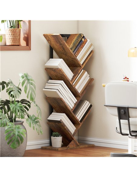 HOMCOM Six-Section Tree Bookcase - Wood-Effect - pic 166177 | FastDaddyshop
