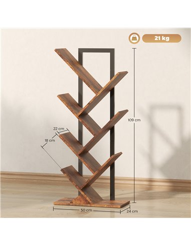 HOMCOM Six-Section Tree Bookcase - Wood-Effect
