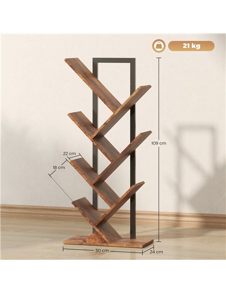 HOMCOM Six-Section Tree Bookcase - Wood-Effect - pic 166178 | FastDaddyshop