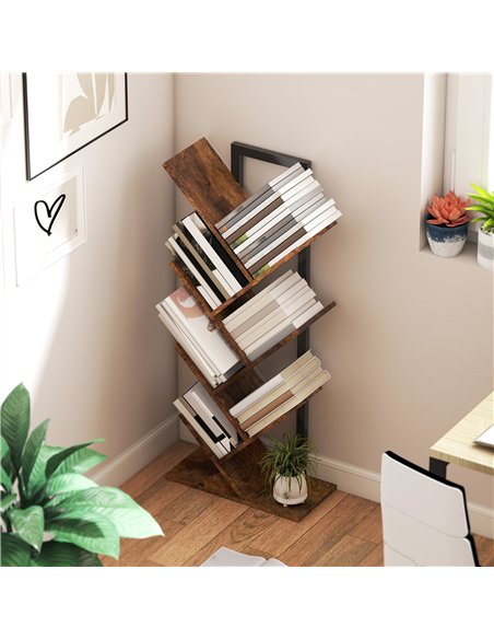 HOMCOM Six-Section Tree Bookcase - Wood-Effect - pic 166182 | FastDaddyshop