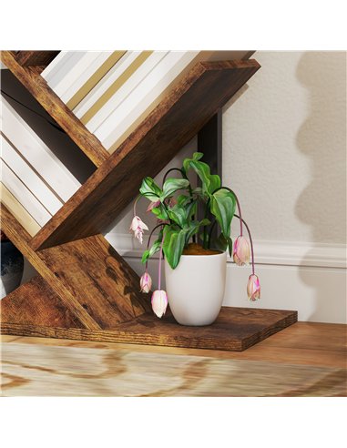 HOMCOM Six-Section Tree Bookcase - Wood-Effect
