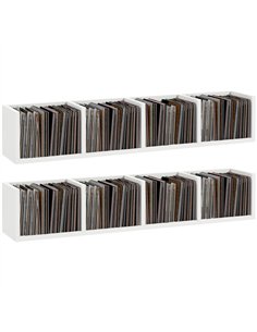 HOMCOM Wall Mount 84 CD / 56 DVD/Blu-ray/ Media Storage Rack 4 Cubes, Wooden Shelf Organiser Unit Bookcase Display, Set of 2, Wh