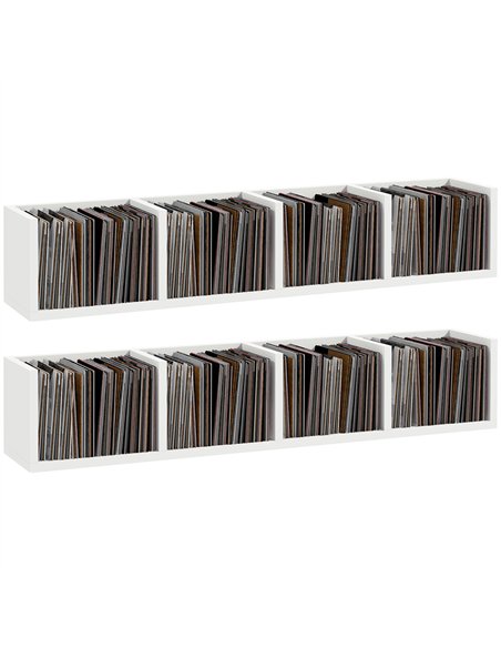 HOMCOM Wall Mount 84 CD / 56 DVD/Blu-ray/ Media Storage Rack 4 Cubes, Wooden Shelf Organiser Unit Bookcase Display, Set of 2, Wh - pic 166185 | FastDaddyshop