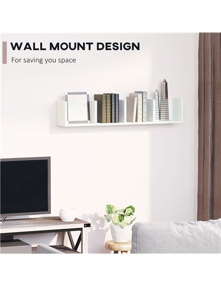 HOMCOM Wall Mount 84 CD / 56 DVD/Blu-ray/ Media Storage Rack 4 Cubes, Wooden Shelf Organiser Unit Bookcase Display, Set of 2, Wh - pic 166188 | FastDaddyshop