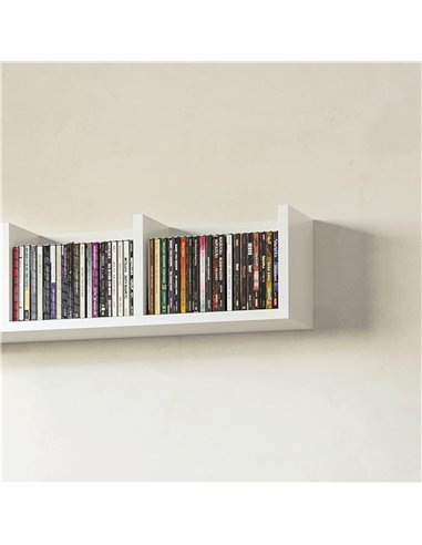 HOMCOM Wall Mount 84 CD / 56 DVD/Blu-ray/ Media Storage Rack 4 Cubes, Wooden Shelf Organiser Unit Bookcase Display, Set of 2, Wh