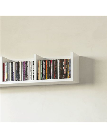 HOMCOM Wall Mount 84 CD / 56 DVD/Blu-ray/ Media Storage Rack 4 Cubes, Wooden Shelf Organiser Unit Bookcase Display, Set of 2, Wh - pic 166190 | FastDaddyshop