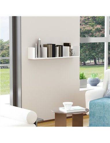 HOMCOM Wall Mount 84 CD / 56 DVD/Blu-ray/ Media Storage Rack 4 Cubes, Wooden Shelf Organiser Unit Bookcase Display, Set of 2, Wh
